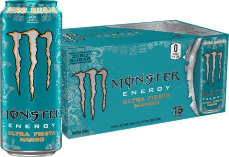 Clearance Sale – Monster Energy Ultra Fiesta Mango. Sugar Free Energy Drink. 16 Ounce (Pack of 15)